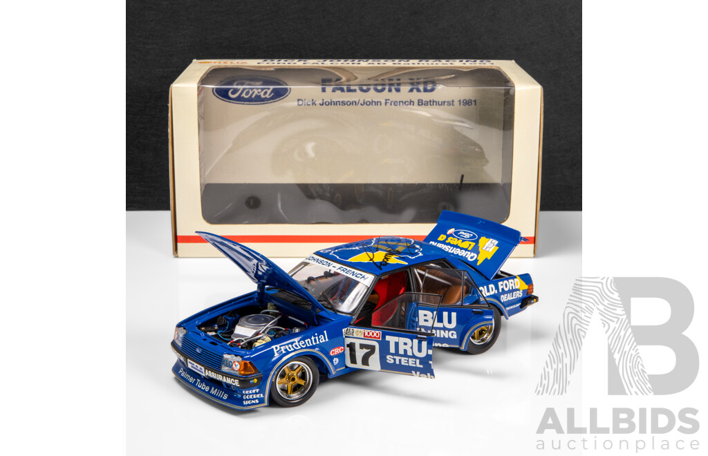 Biante 1981 Ford XD Falcon Bathurst Winner DJR Johnson / French #17 Tru-Blu Steel (MB007) Signed COA and Car 1:18 Scale Model Car