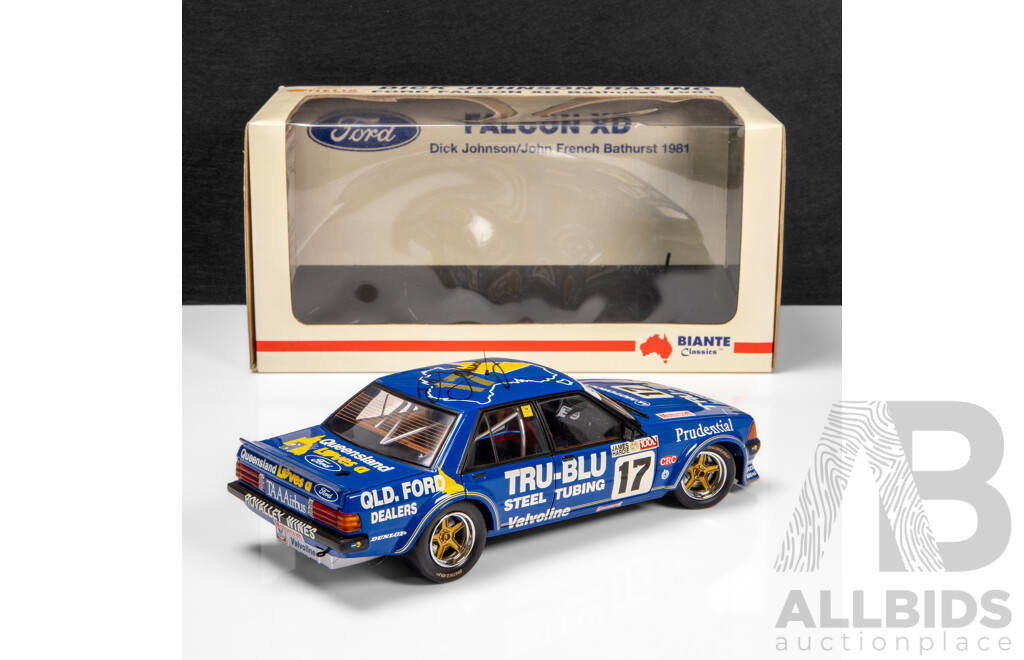 Biante 1981 Ford XD Falcon Bathurst Winner DJR Johnson / French #17 Tru-Blu Steel (MB007) Signed COA and Car 1:18 Scale Model Car