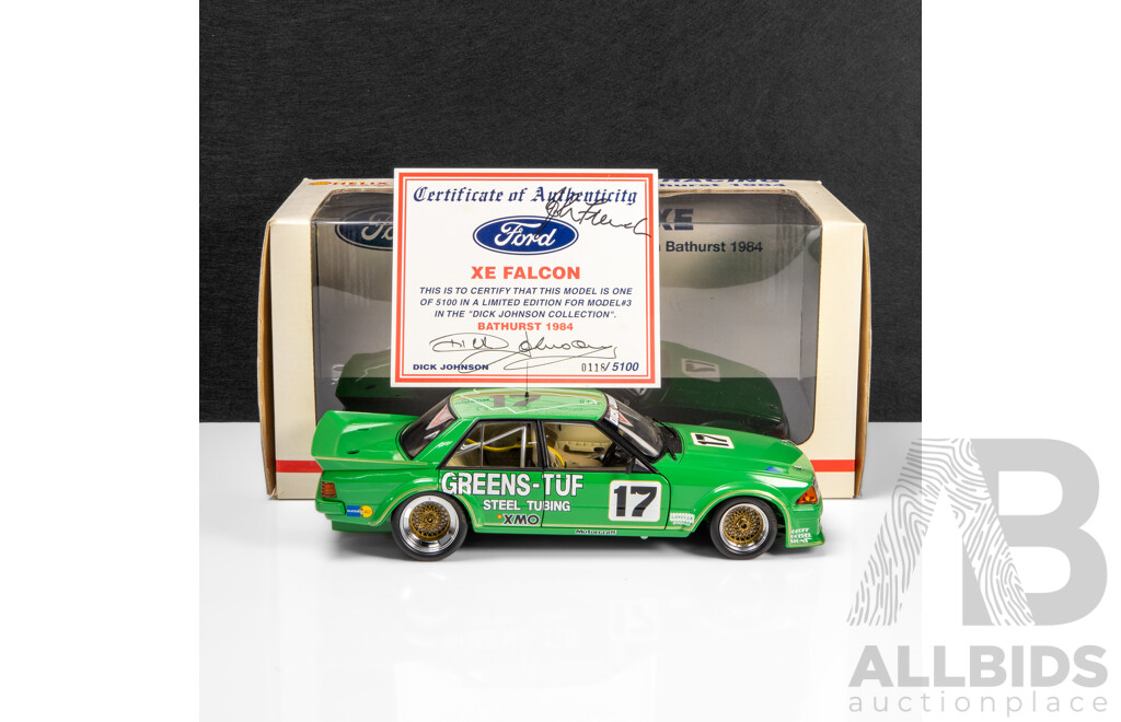 Biante 1984 Ford XE Falcon Bathurst Johnson / French #17 Greens-Tuf (MB008) Signed COA 1:18 Scale Model Car