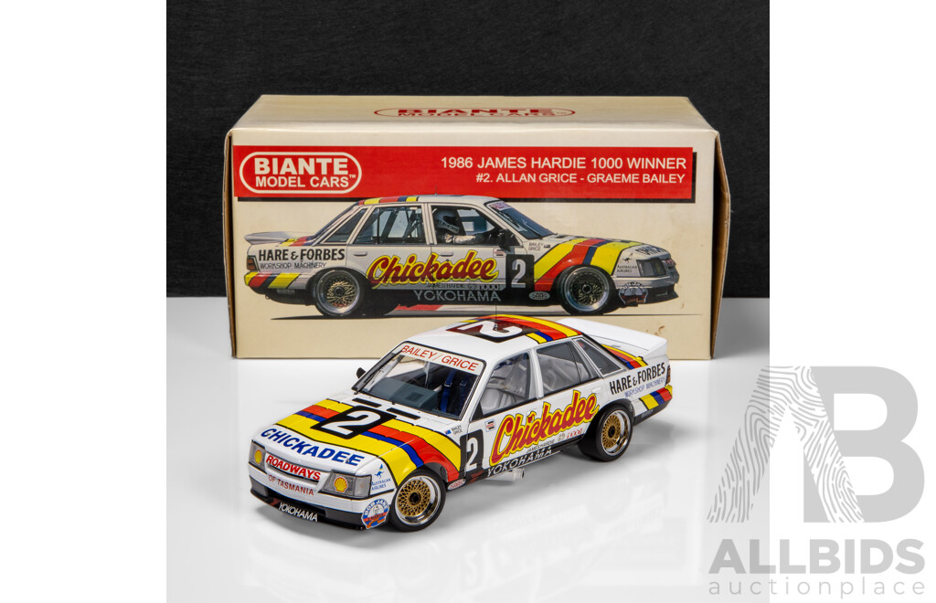 Biante 1986 Holden VK Commodore SS Group 'A' Bathurst Winner Chickadee Grice / Bailey (B182704B) Signed COA 1:18 Scale Model Car