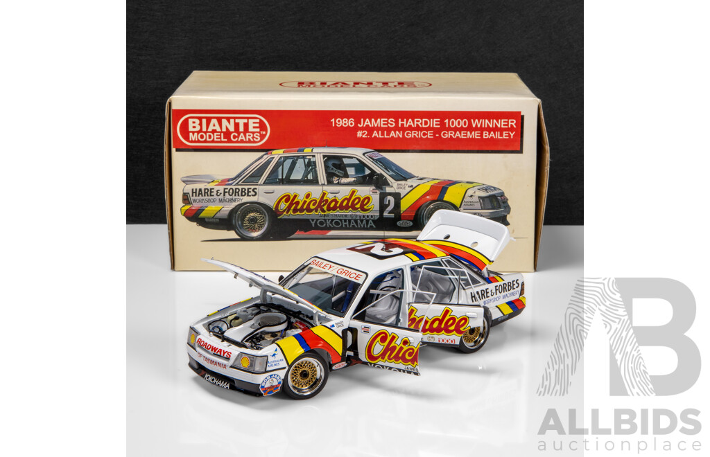 Biante 1986 Holden VK Commodore SS Group 'A' Bathurst Winner Chickadee Grice / Bailey (B182704B) Signed COA 1:18 Scale Model Car