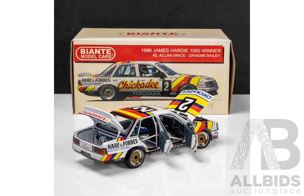 Biante 1986 Holden VK Commodore SS Group 'A' Bathurst Winner Chickadee Grice / Bailey (B182704B) Signed COA 1:18 Scale Model Car