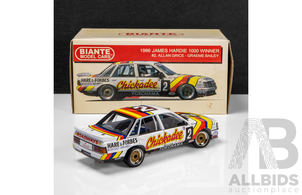 Biante 1986 Holden VK Commodore SS Group 'A' Bathurst Winner Chickadee Grice / Bailey (B182704B) Signed COA 1:18 Scale Model Car
