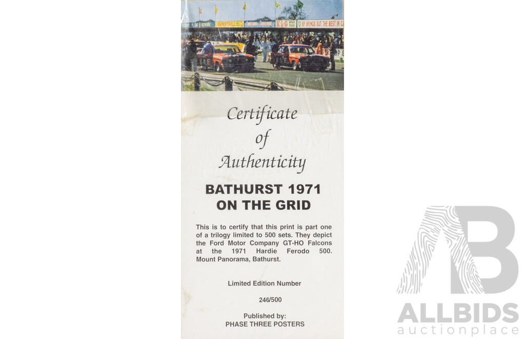 Framed 1971 GT-HO Falcons 'Bathurst- 1971 on the Grid' Hardie Ferodo Photo Montage