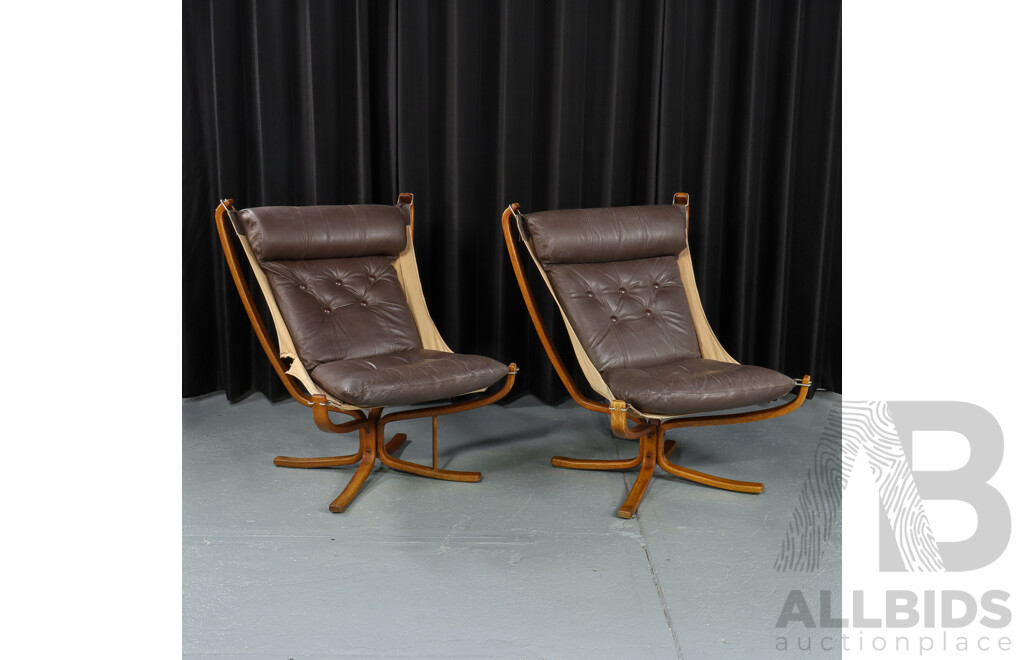 Pair of Vintage Falcon Chairs by Sigurd Ressell for Vatne Mobler