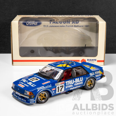 Biante 1981 Ford XD Falcon Bathurst Winner DJR Johnson / French #17 Tru-Blu Steel (MB007) Signed COA and Car 1:18 Scale Model Car