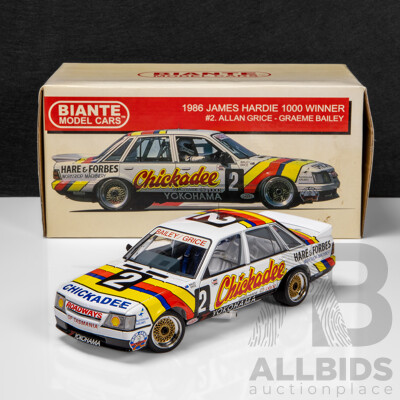 Biante 1986 Holden VK Commodore SS Group 'A' Bathurst Winner Chickadee Grice / Bailey (B182704B) Signed COA 1:18 Scale Model Car