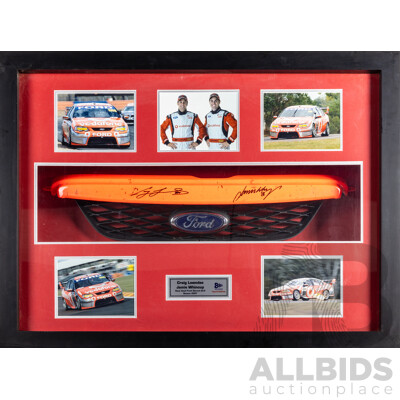 Framed Triple Eight Racing Craig Lowndes and Jamie Whincup Signed Race Used Front Bonnet Grill