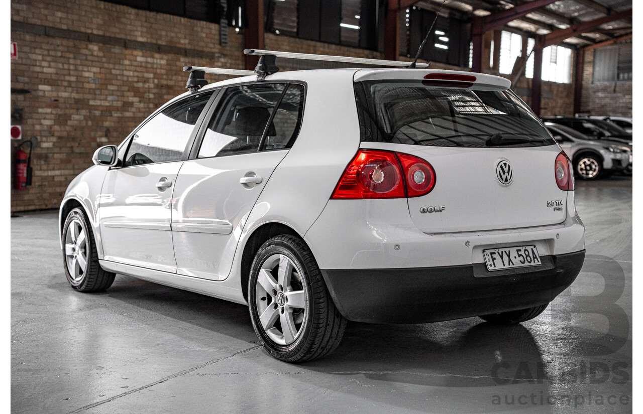 08/2008 Volkswagen Golf 2.0 TDI Pacific 1K MY08 5d Hatchback White Turbo Diesel2.0L