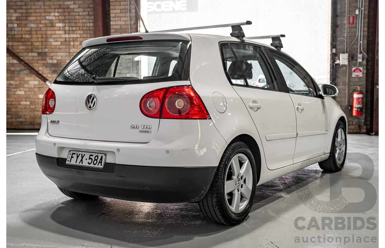 08/2008 Volkswagen Golf 2.0 TDI Pacific 1K MY08 5d Hatchback White Turbo Diesel2.0L