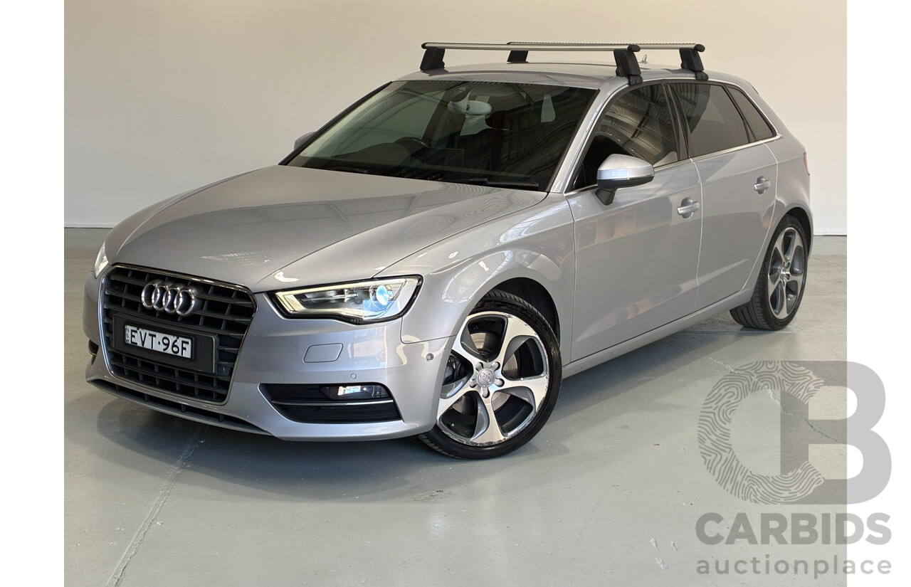 06/2015 Audi A3 Sportback TFSI Ambition 8V MY15 5d Hatchback Silver Trubo 1.8L