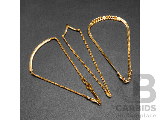 Collection of (3) Swarovski Crystal Gold Tone Necklaces, Hallmarked