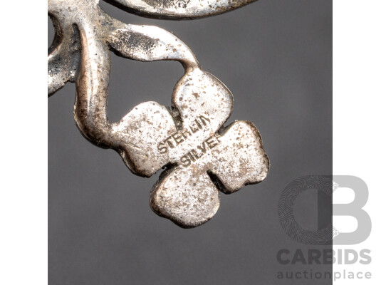 Vintage Sterling Silver Necklace, Ring, Brooch & Silver Earrings. Hallmarks, 21.80 Grams