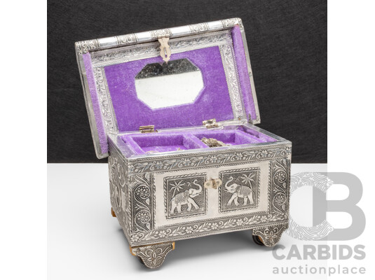 Vintage Jewellery Collection Including Statement Necklaces in Pressed Metal Vintage Trinket Box