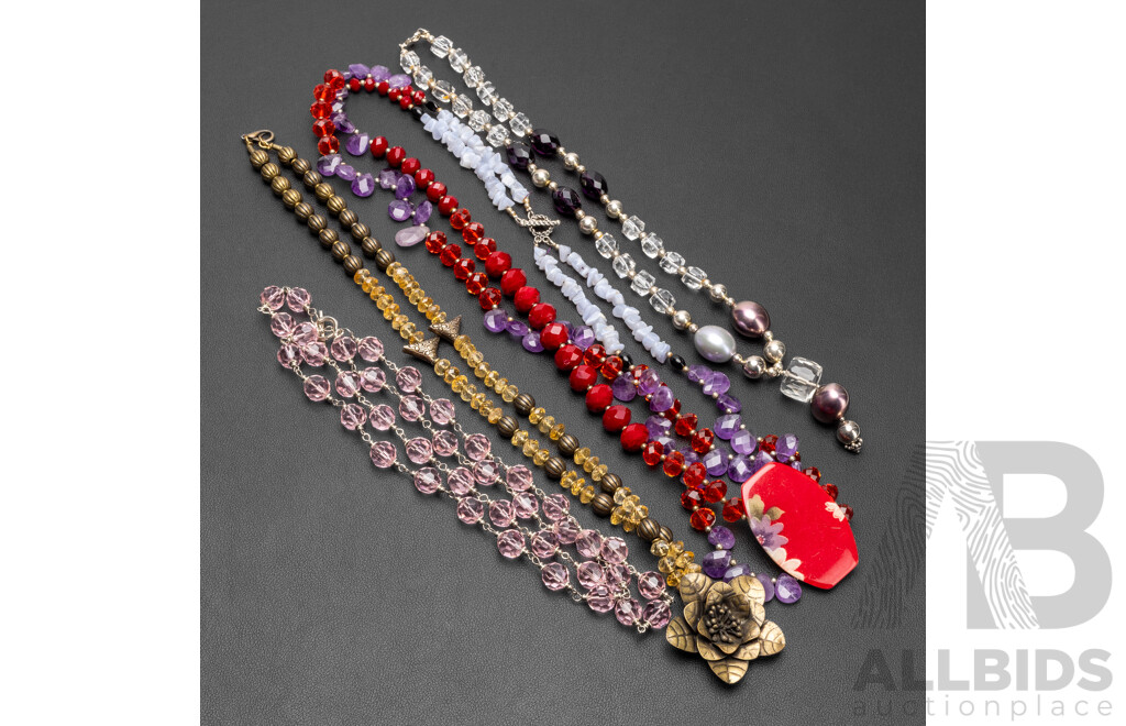 Collection of Vintage Crystal & Gemstone Necklaces