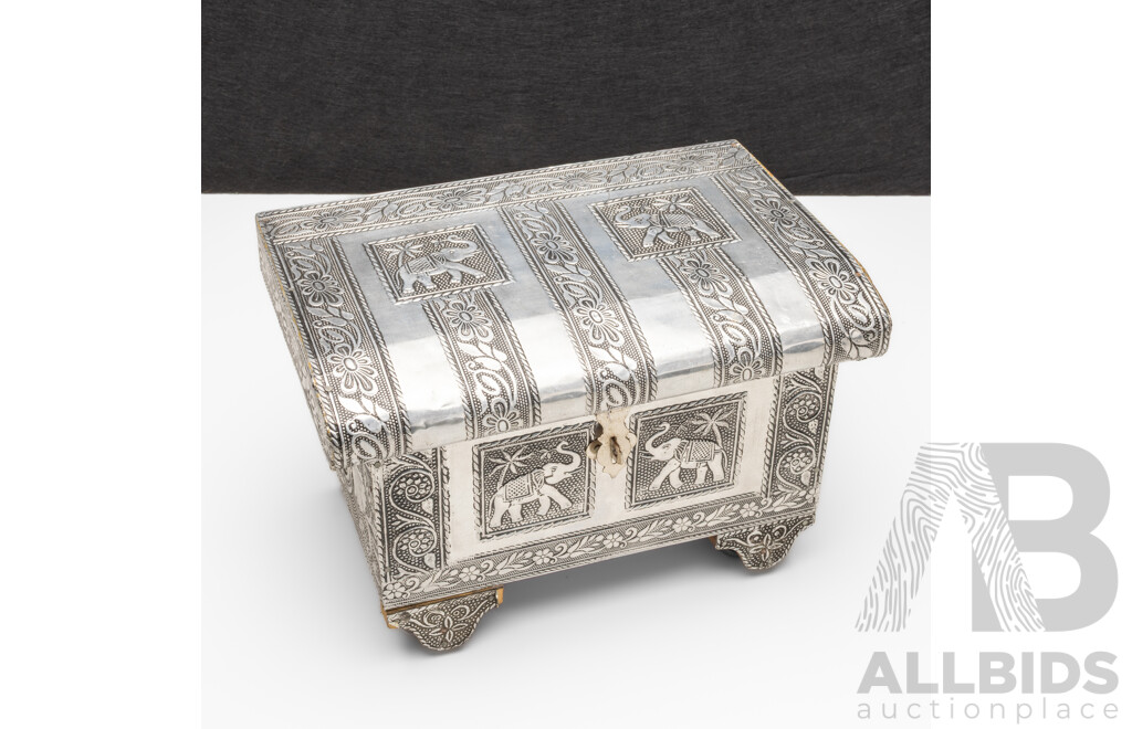 Vintage Jewellery Collection Including Statement Necklaces in Pressed Metal Vintage Trinket Box