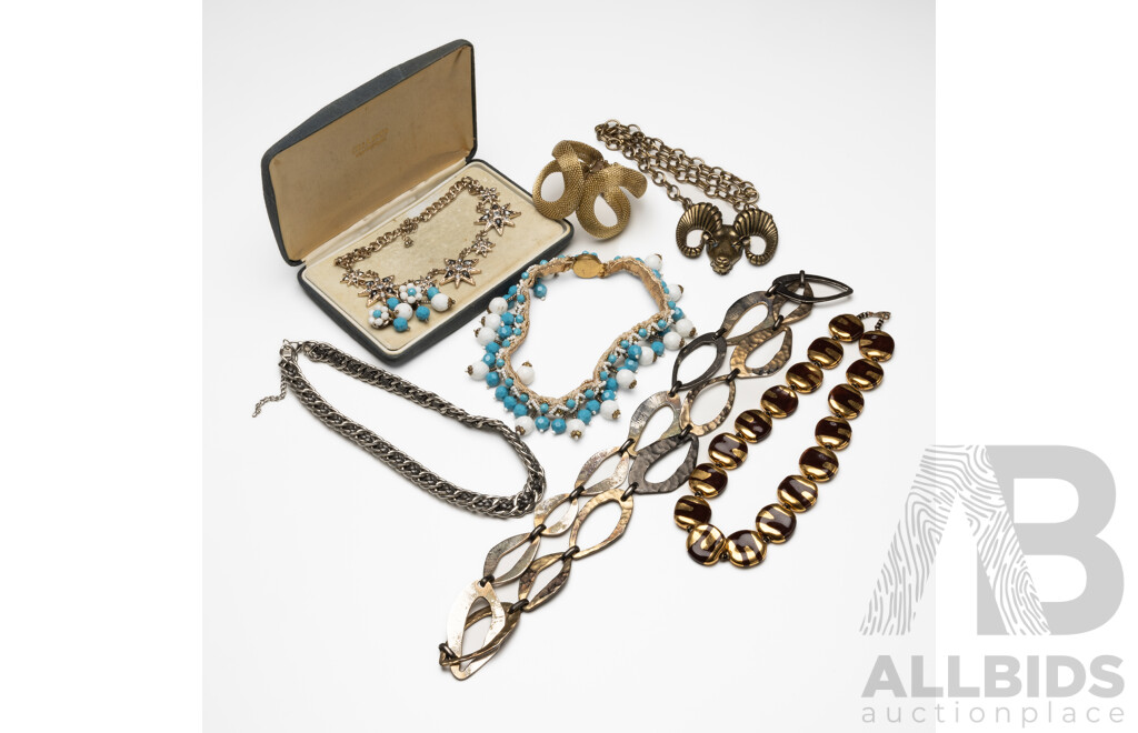 Vintage Jewellery Collection Including Necklaces, Cuffs & Earrings