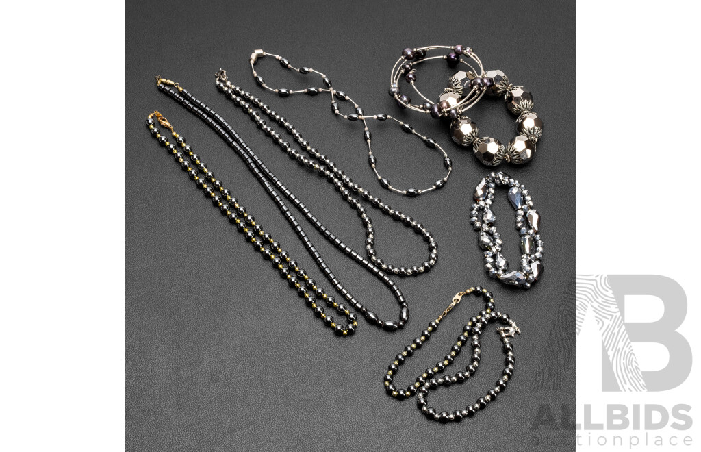 Collection of Vintage Haematite Necklaces & Bracelets