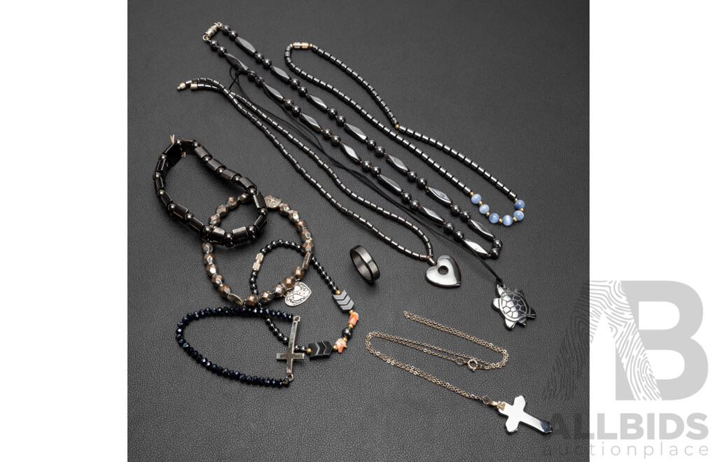 Collection of Vintage Unisex Style Haematite Jewellery