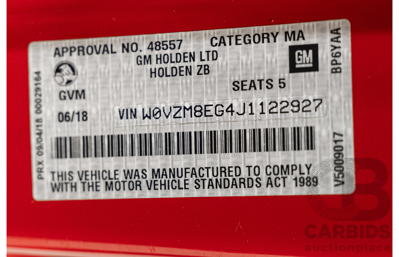 6/2018 Holden Commodore LT ZB 4d Sportwagon Lava Red Turbo Diesel 2.0L