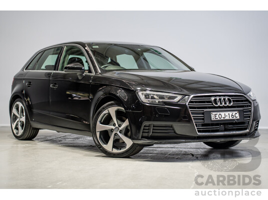 07/2017 Audi A3 1.4 TFSI Sportback 8V MY17 5d Hatchback Myth Black Metallic Turbo 1.4L