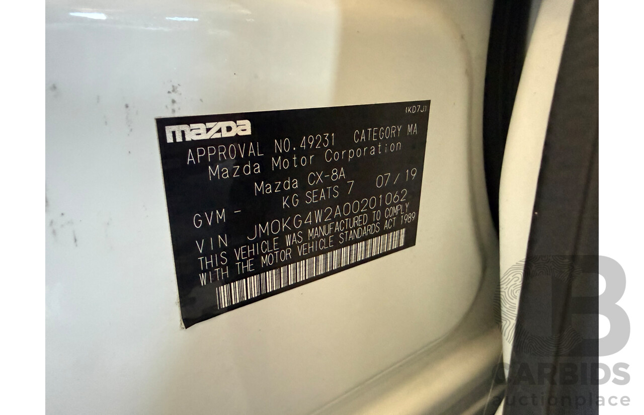 07/2019 Mazda Cx-8 Sport (AWD) KG B 4d Wagon White Turbo Diesel 2.2L
