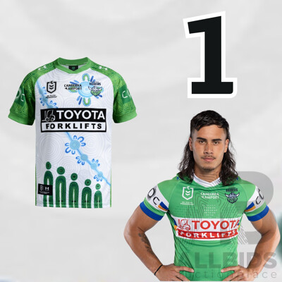 1. Kaeo Weekes - Match Worn and Signed Canberra Raiders 2026 Indigenous Round Jersey - Round 23 v Knights - Proceeds towards the Raiders Foundation