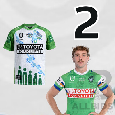 2. Jed Stuart - Match Worn and Signed Canberra Raiders 2026 Indigenous Round Jersey - Round 23 v Knights - Proceeds towards the Raiders Foundation