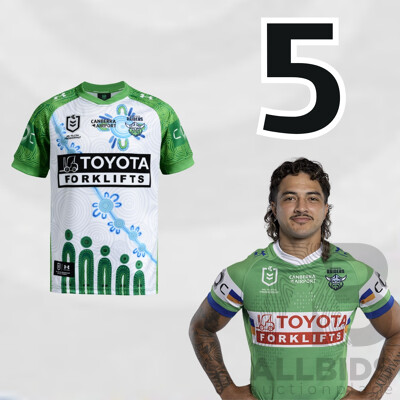 5. Xavier Savage - Match Worn and Signed Canberra Raiders 2026 Indigenous Round Jersey - Round 23 v Knights - Proceeds towards the Raiders Foundation