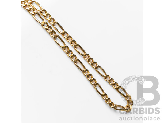18ct Yellow Gold Figaro Link Necklace. Length - 51.5cms