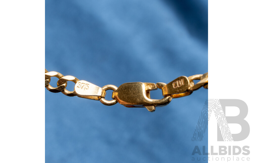 9ct Yellow Gold Curb Chain. Length - 50cms
