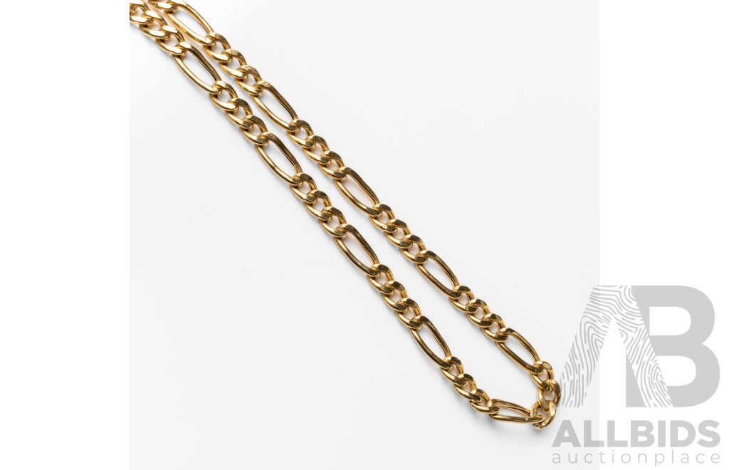 18ct Yellow Gold Figaro Link Necklace. Length - 51.5cms