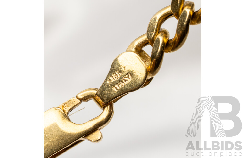 18ct Yellow Gold Figaro Link Necklace. Length - 51.5cms