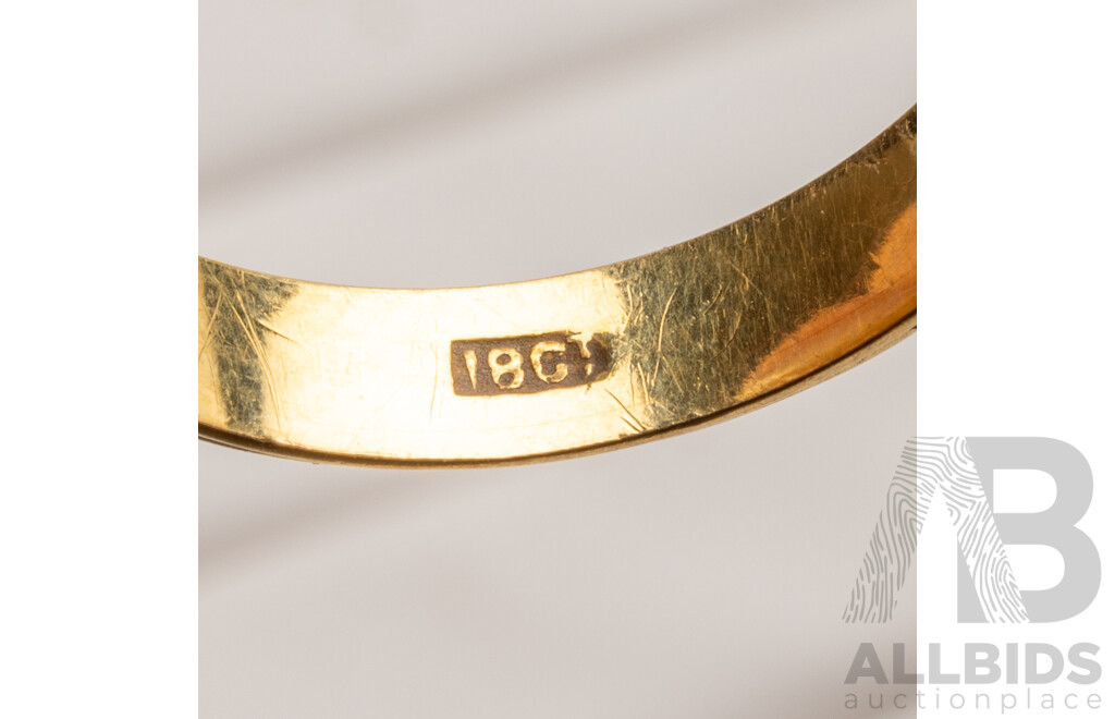 Vintage 18ct Yellow Gold Engraved Half Round & Sleeve Ring - Size M.5