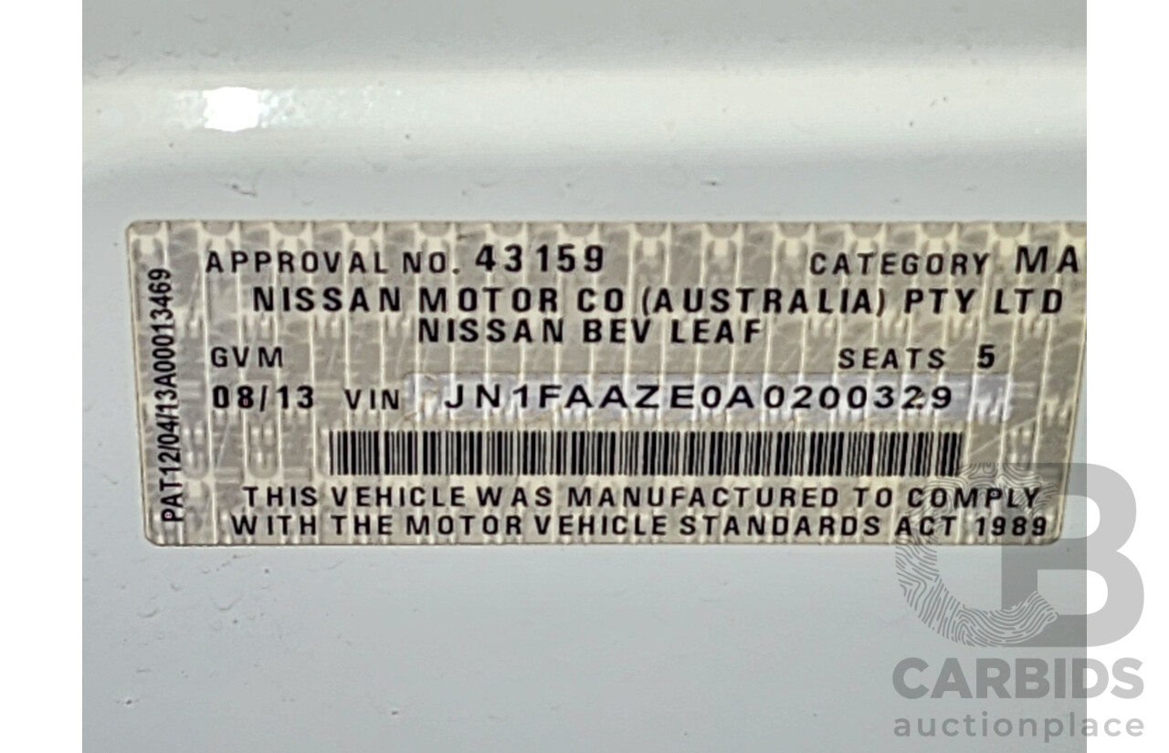 08/2013 Nissan Leaf  ZE0 5d Hatchback White 0.0