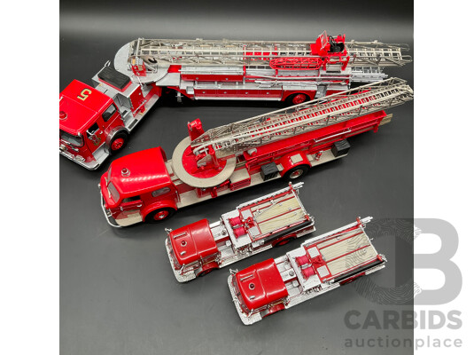 Collection of Die-Cast Model Fire Engines, Including FRANKLIN MINT PRECISION Models and SIGNATURE Models - Lot of 4