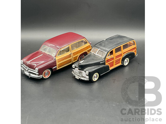 FRANKLIN MINT PRECISION MODELS 1:24 Scale 1949 Ford Woody Wagon and WELLY 1:24 1948 Chevrolet Fleetmaster - Lot of 2