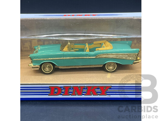 MATCHBOX DINKY 1:43 Scale Model Cars, Including 1956 Chevrolet Corvette (DY-23), Studebaker Golden Hawk (DY-26), 1959 Cadillac Coupe De Ville (DY7-8), 1957 Chevrolet Convertibla (DY-27) - Lot of 4