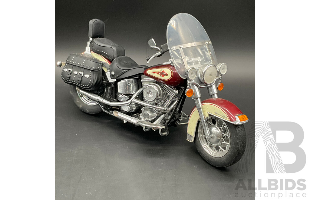 Large Collection of Motorcycles Models, Including Die-Cast FMPM 1986 HARLEY-DAVIDSON, Wooden Chopper Toy and Others - Lot of 14