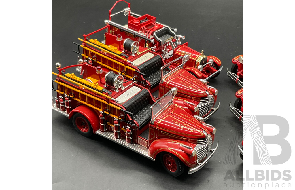 Large Collection of Vintage-Style Fire Engine and Pumper Models, Including SIGNATURE Models 1:32, PRECISION MODELS 1948 MACK and Large Metal Fire Engine Model - Lot of 8