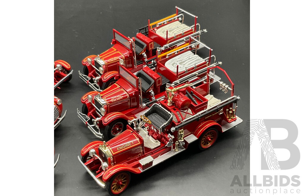 Large Collection of Vintage-Style Fire Engine and Pumper Models, Including SIGNATURE Models 1:32, PRECISION MODELS 1948 MACK and Large Metal Fire Engine Model - Lot of 8
