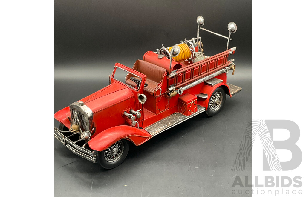 Large Collection of Vintage-Style Fire Engine and Pumper Models, Including SIGNATURE Models 1:32, PRECISION MODELS 1948 MACK and Large Metal Fire Engine Model - Lot of 8