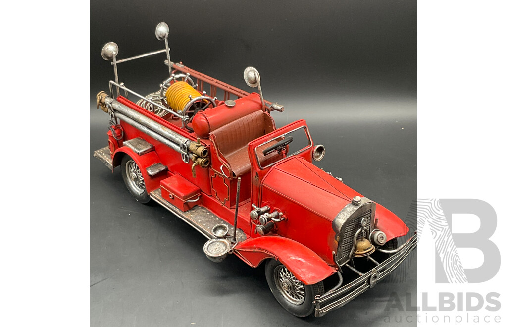 Large Collection of Vintage-Style Fire Engine and Pumper Models, Including SIGNATURE Models 1:32, PRECISION MODELS 1948 MACK and Large Metal Fire Engine Model - Lot of 8