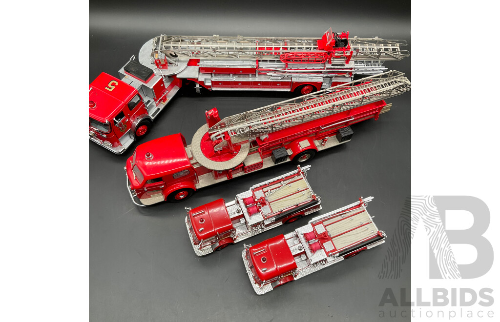 Collection of Die-Cast Model Fire Engines, Including FRANKLIN MINT PRECISION Models and SIGNATURE Models - Lot of 4