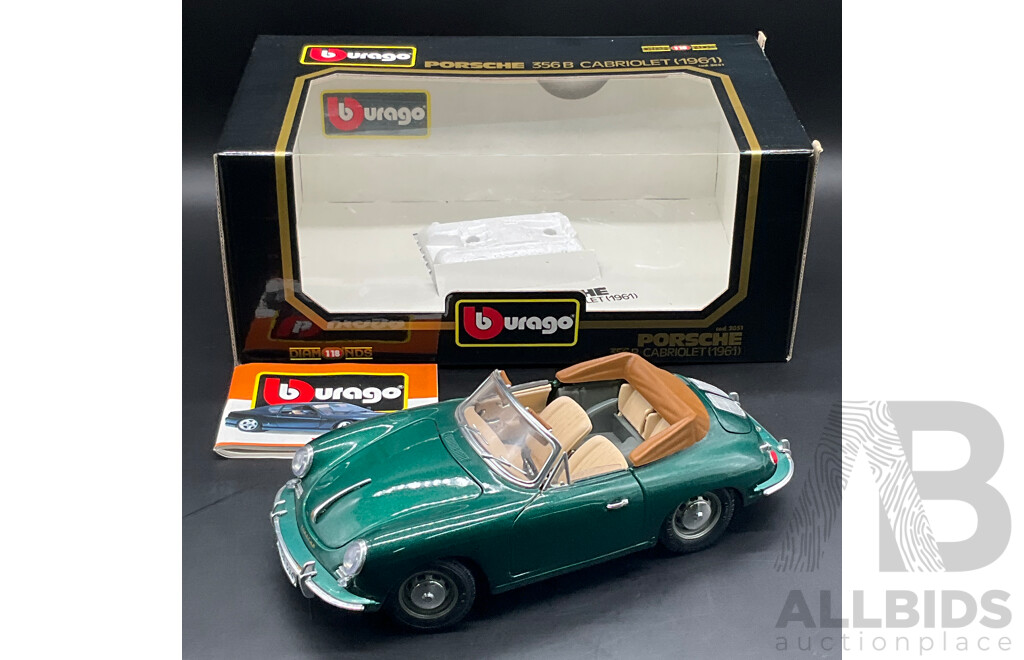 BURAGO Porsche 356B Cabriolet (1961) 1:18 Scale Model Car 3051