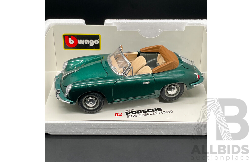 BURAGO Porsche 356B Cabriolet (1961) 1:18 Scale Model Car 3051