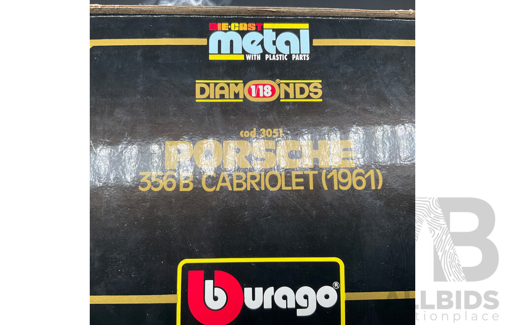 BURAGO Porsche 356B Cabriolet (1961) 1:18 Scale Model Car 3051