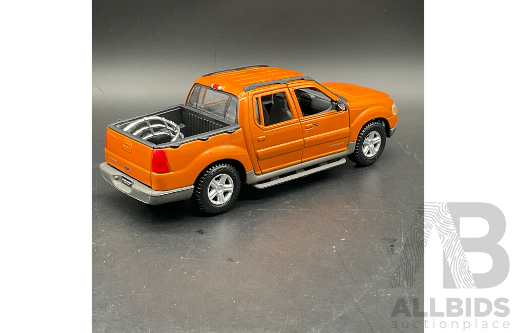 MAJORETTE 1936 Ford Pick Up (#4404), MIRA 1998 Ford Pick Up F-150 1:18 Scale Model Cars and MAISTO Ford Explorer Spot Trac 1:25 Model Car - Lot of 3