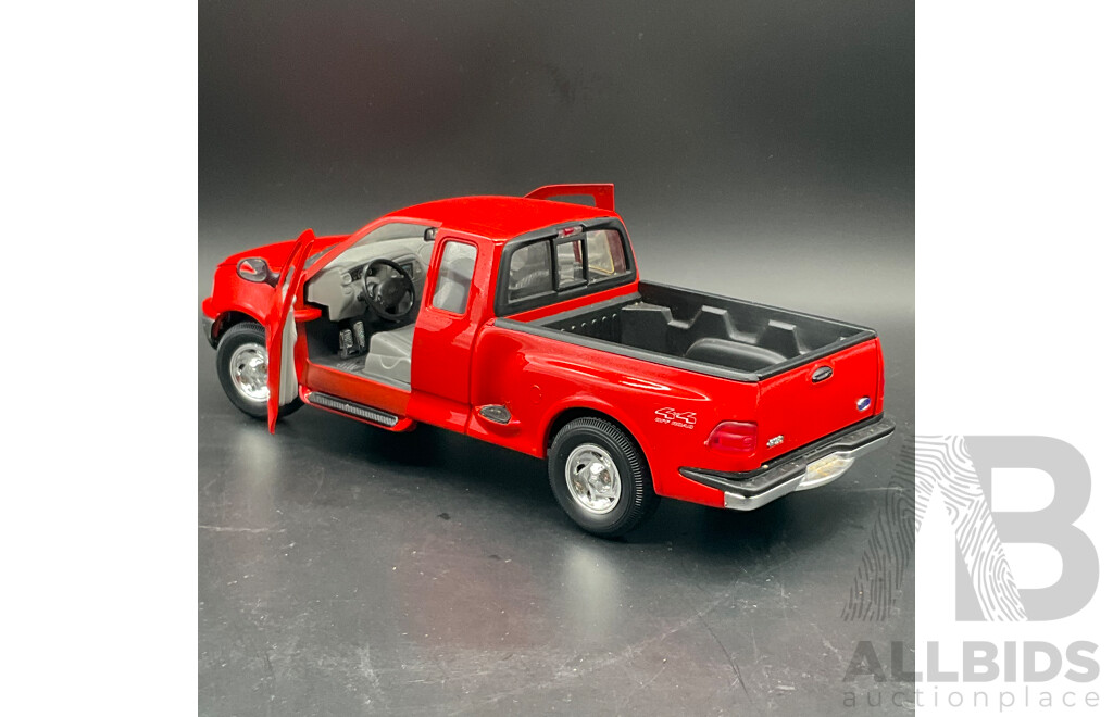 MAJORETTE 1936 Ford Pick Up (#4404), MIRA 1998 Ford Pick Up F-150 1:18 Scale Model Cars and MAISTO Ford Explorer Spot Trac 1:25 Model Car - Lot of 3