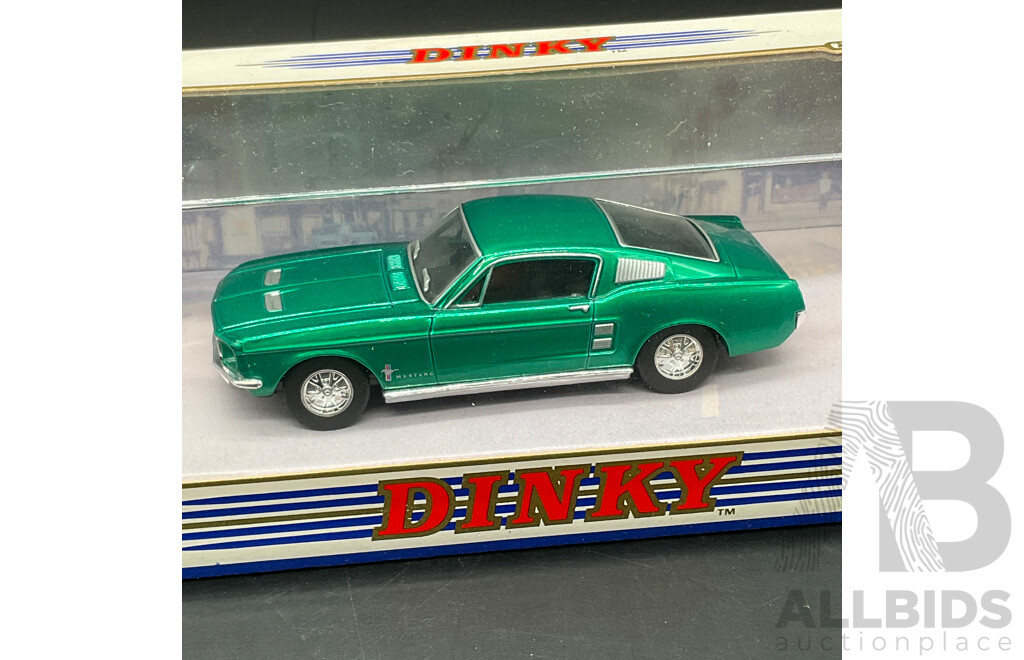 MATCHBOX DINKY 1:43 Scale Model Cars, Including 1948 Tucker Torpedo (DY-11), 1967 Ford Mustang Fast Back (DY-16), 1955 Ford Thunderbird (DY-31) and 1953 Buick Skylark (DY-29) - Lot of 4
